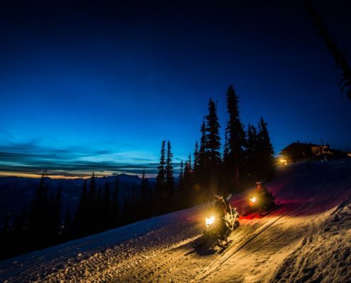 Whistler snowmobile tour at night